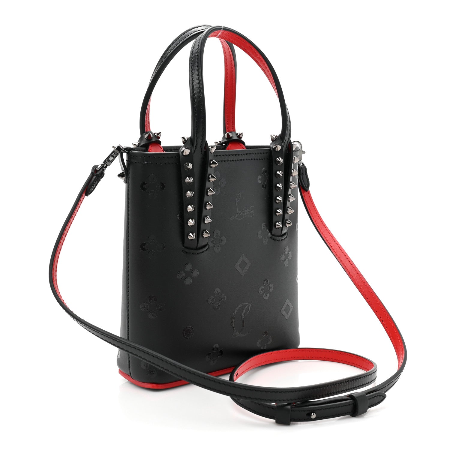 Christian Louboutin Calfskin Spikes Mini North South Cabata Tote Black 3 of 9