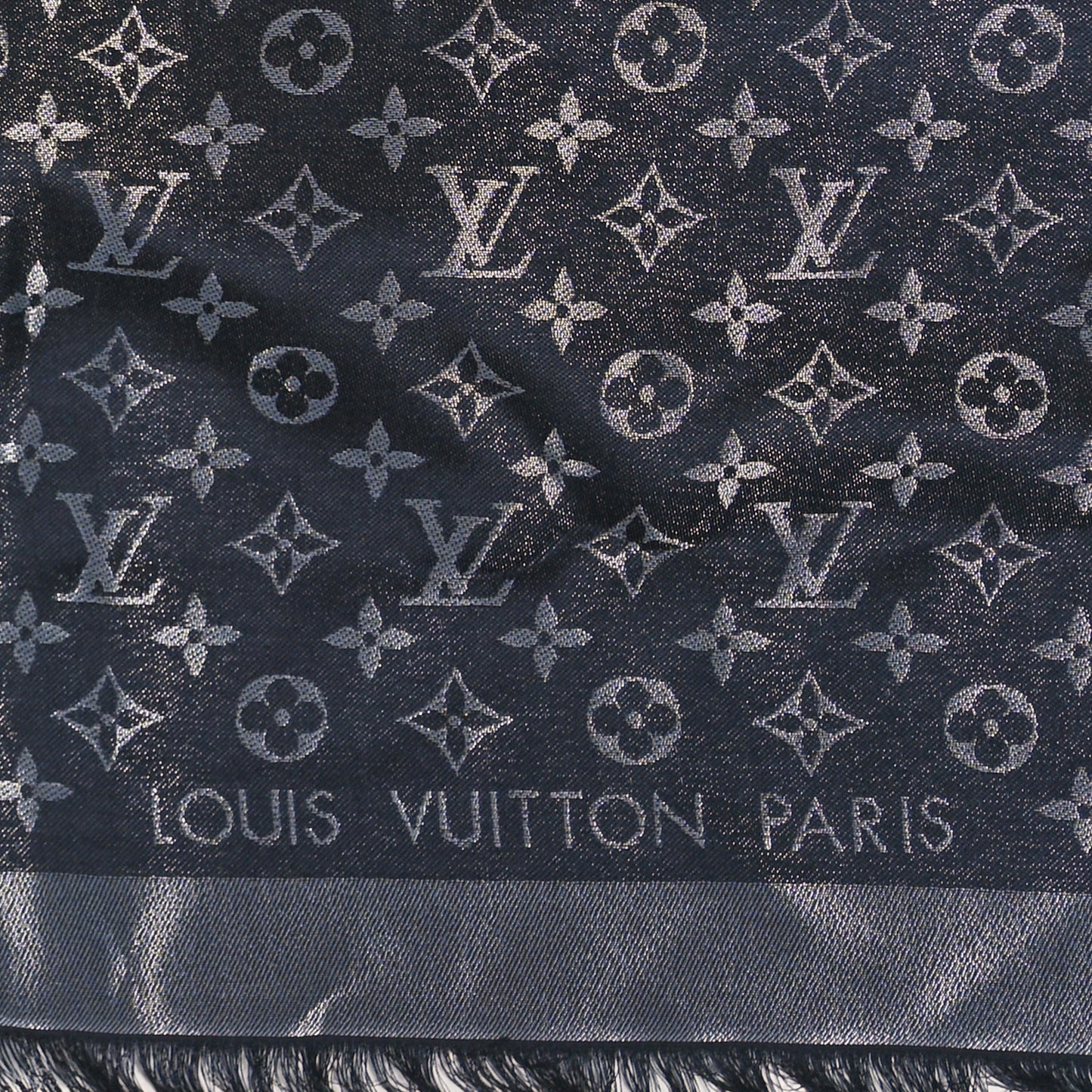Silk Lurex Wool Monogram Shine Shawl Black