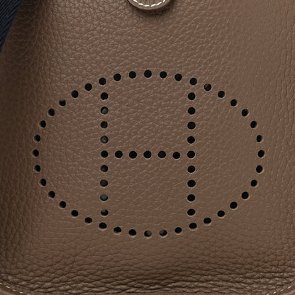 Hermes Taurillon Clemence Amazone Evelyne TPM Etoupe Bleu Indigo 7 of 10