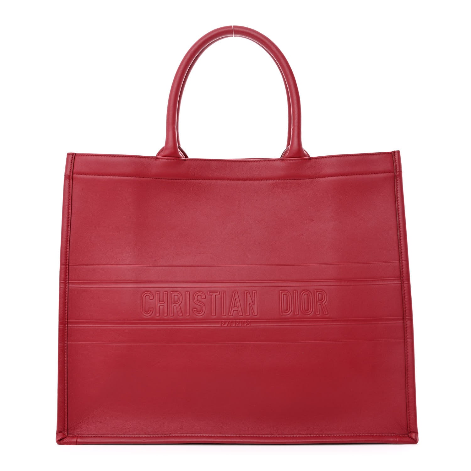 Christian Dior Calfskin Embossed Large Book Tote Red 1 of 15