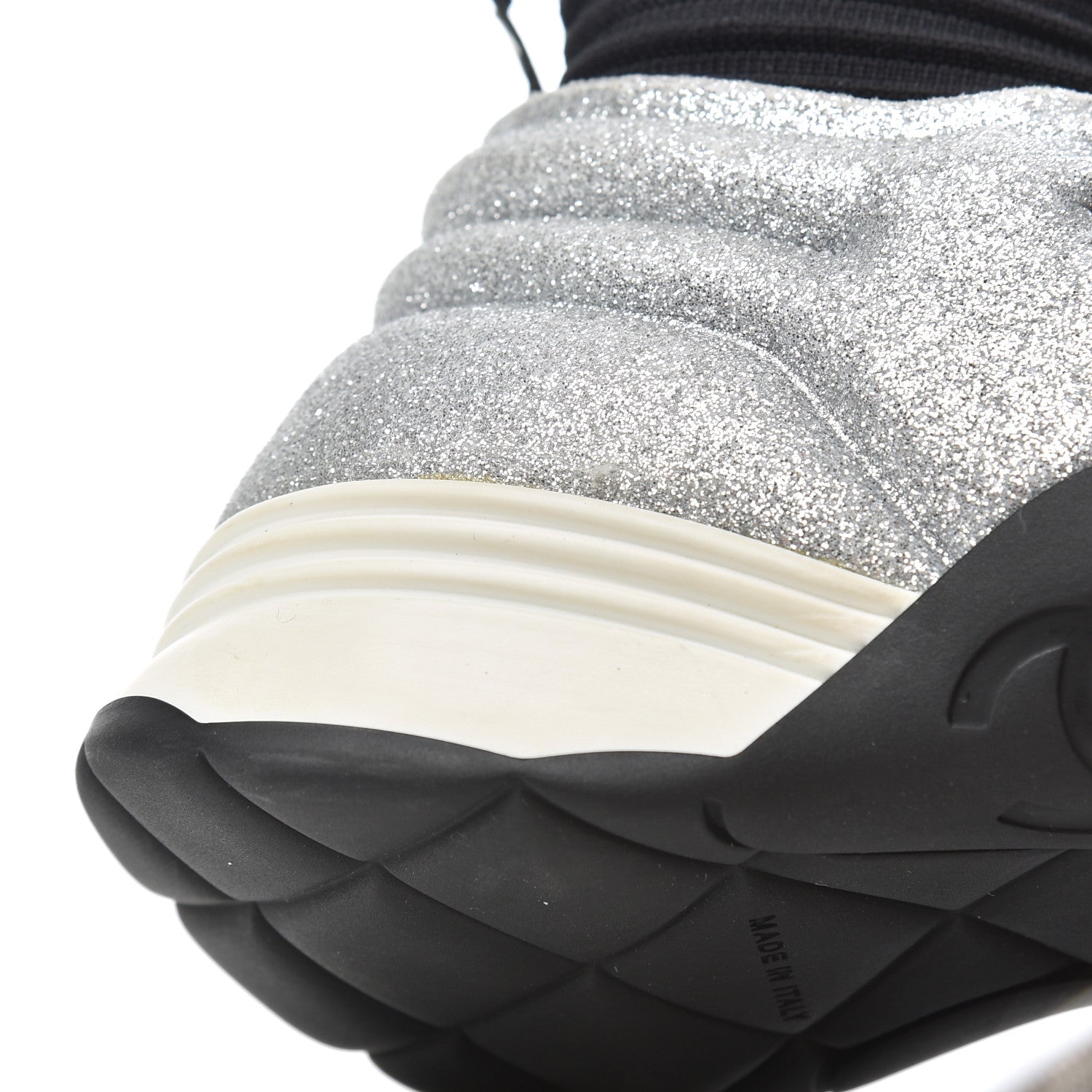 Chanel Glitter Stretch Fabric CC Sneakers 35 Black Silver 13 of 18