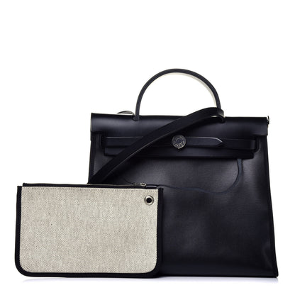 Hermes Toile H Berline Vache Hunter Herbag Zip PM 31 Black Ecru 1 of 8