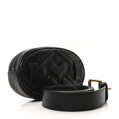 Gucci Calfskin Matelasse GG Marmont Belt Bag 95 38 Black 3 of 10