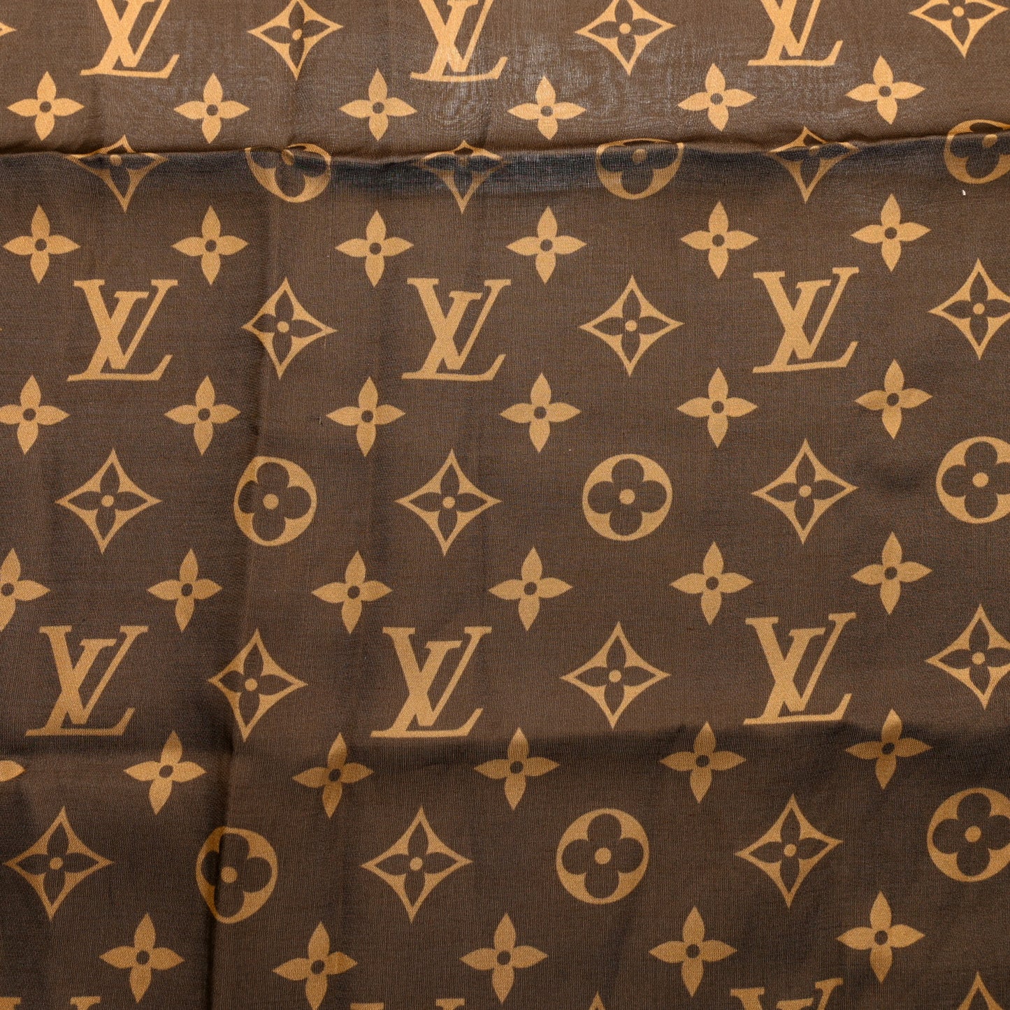 LV X TM Silk Cotton Monogram Cerises Square Scarf 55 Brown