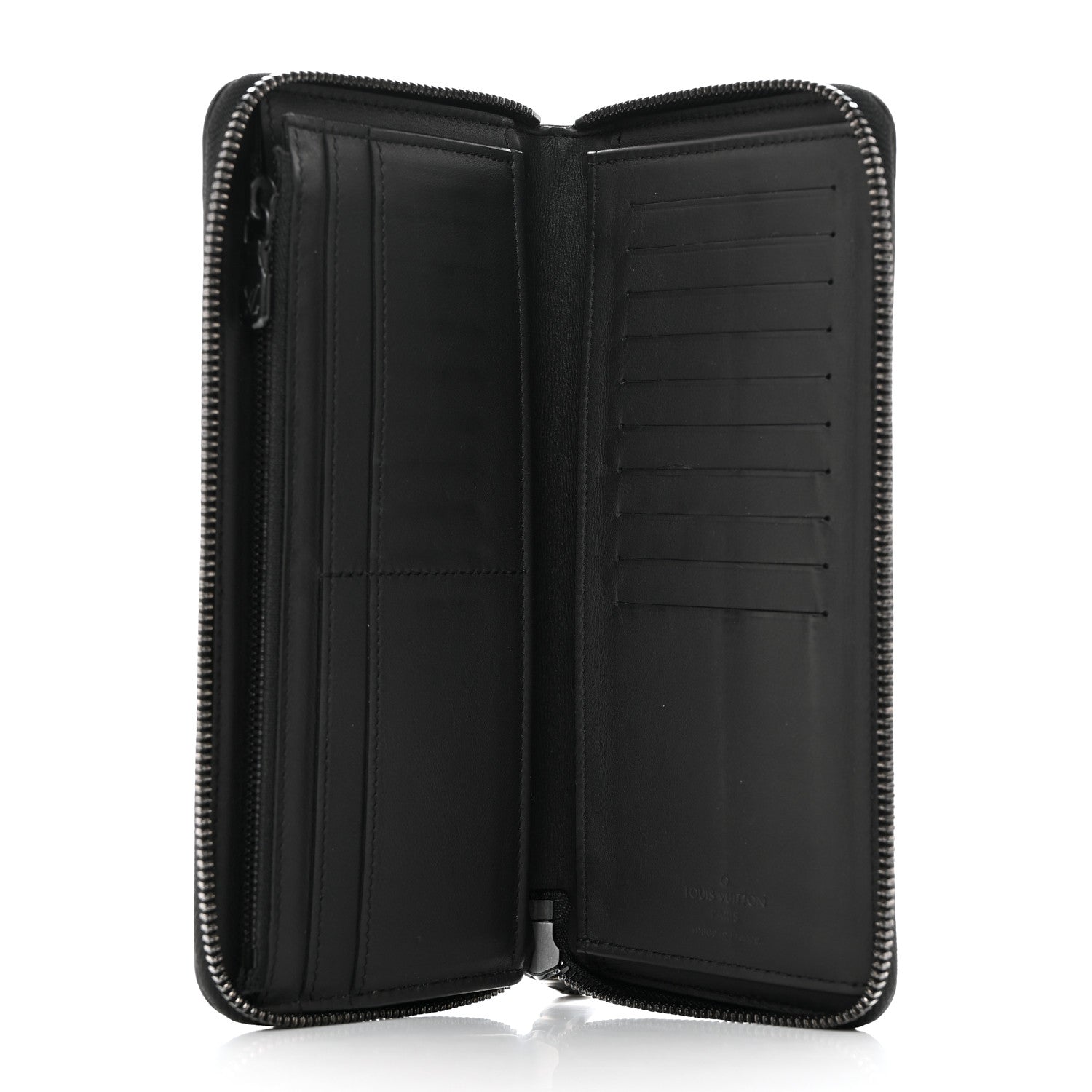 Louis Vuitton Calfskin Monogram Shadow Vertical Zippy Wallet Black 5 of 6