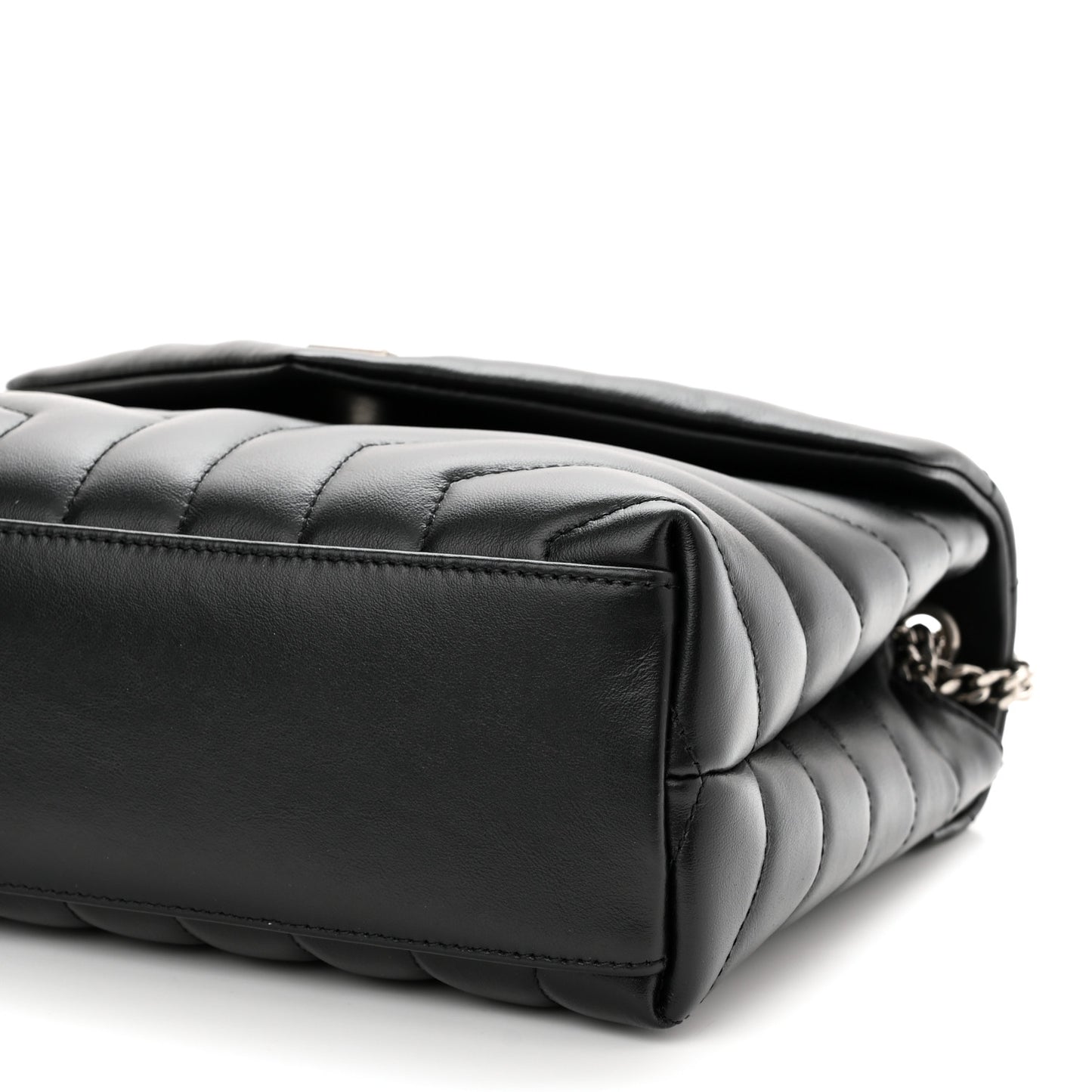 Calfskin Y Quilted Monogram Small Loulou Chain Satchel Black
