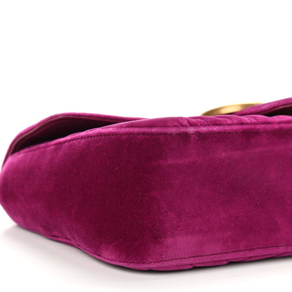 Gucci Velvet Matelasse Small GG Marmont Shoulder Bag Fuchsia Violet Cyclamen 9 of 11