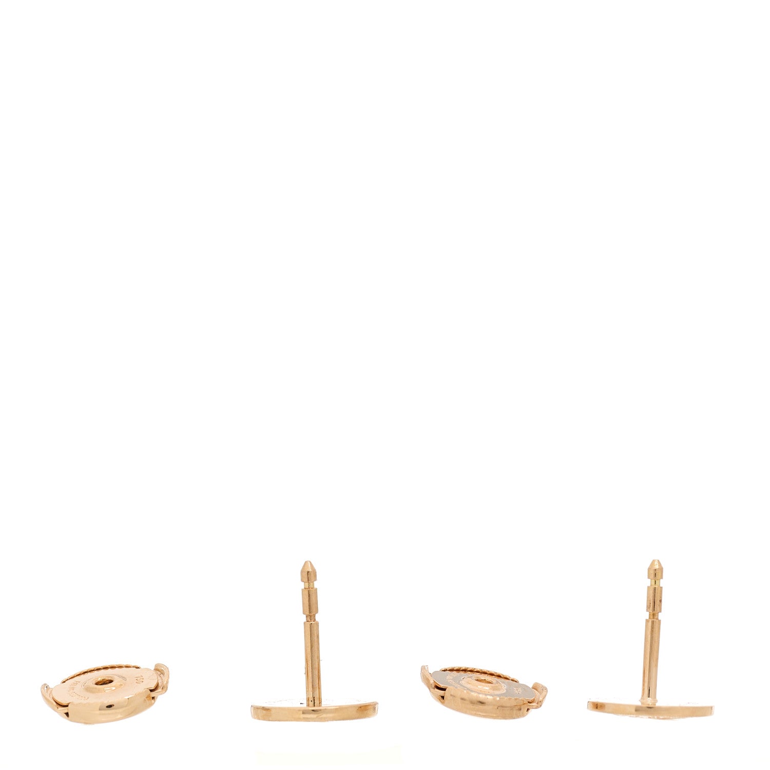 Hermes 18K Rose Gold TPM Ex-Libris Stud Earrings 3 of 5