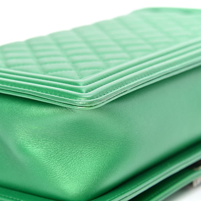 Chanel Metallic Calfskin Quilted New Medium Boy Flap Green 11 of 13