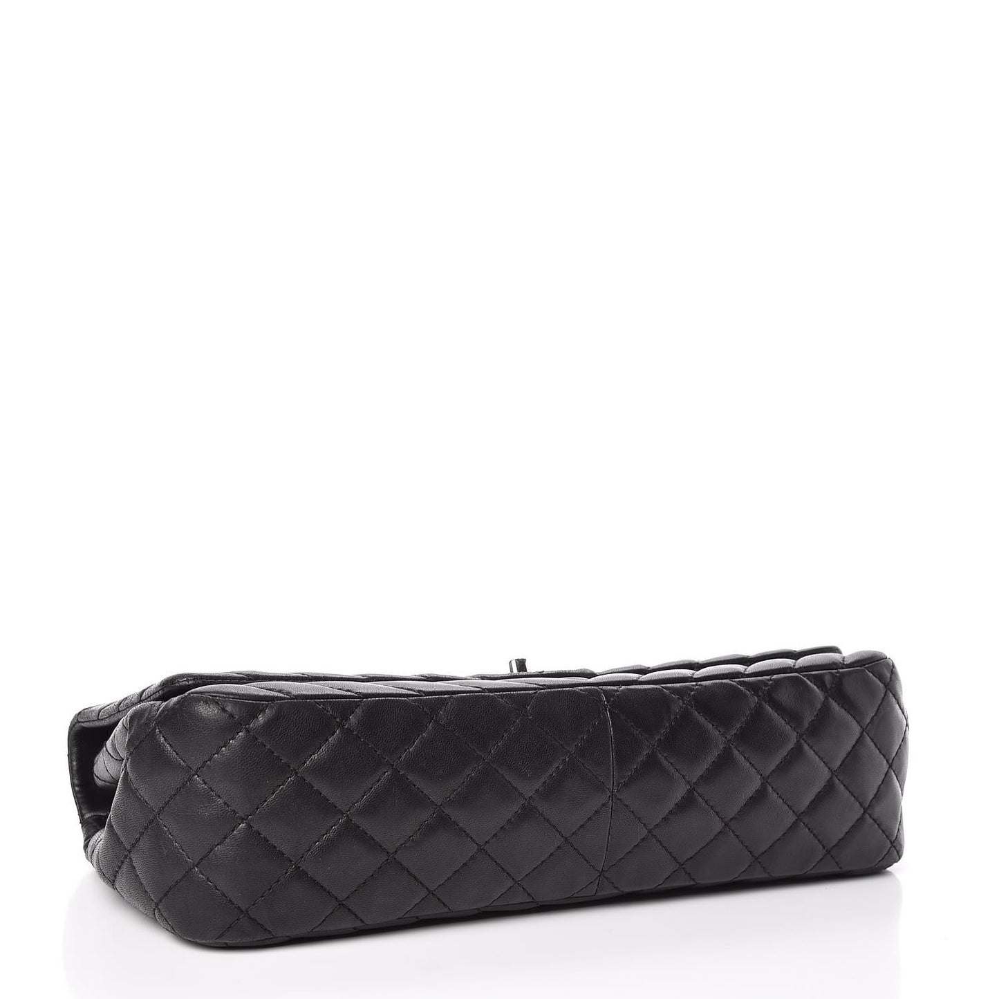 Lambskin Chevron Quilted Single Flap Black
