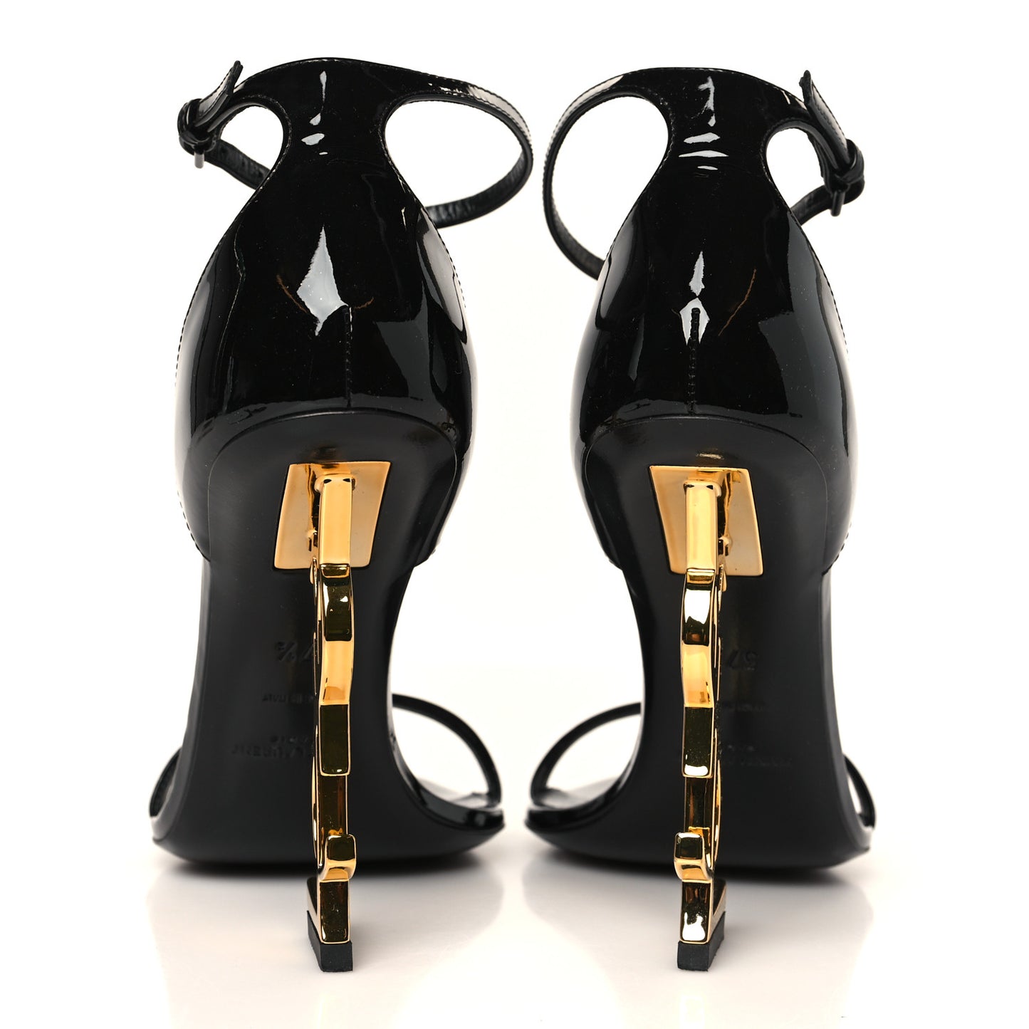 Patent Calfskin Opyum 110 Sandals 37.5 Black Gold