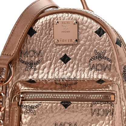 MCM Metallic Visetos Studded X-Mini Bebe Boo Backpack Champagne Gold 8 of 11