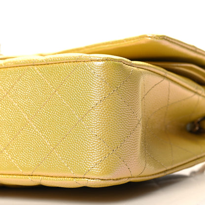 Chanel Iridescent Caviar Quilted Medium Double Flap Yellow 10 of 12