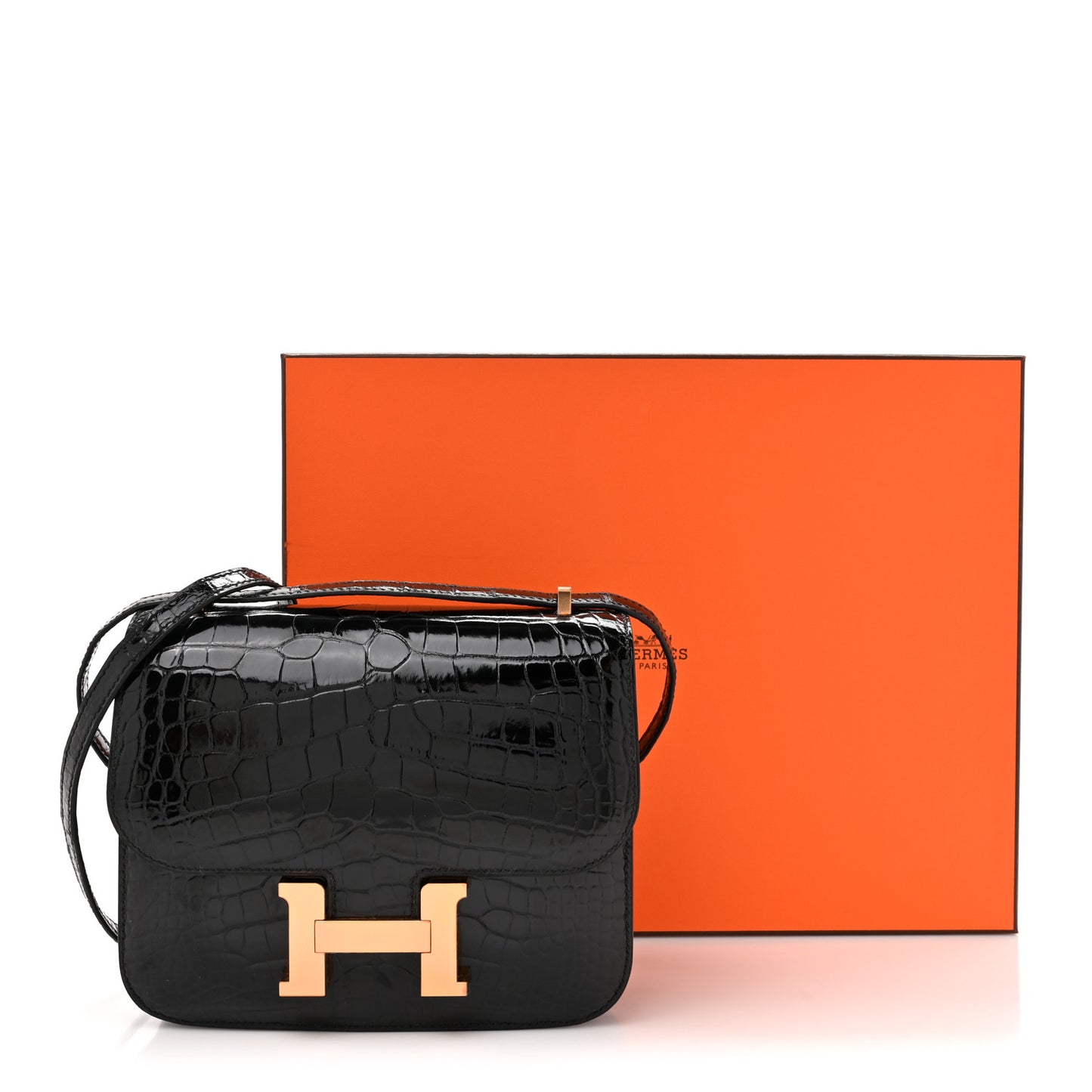 Shiny Alligator Constance 18 Black