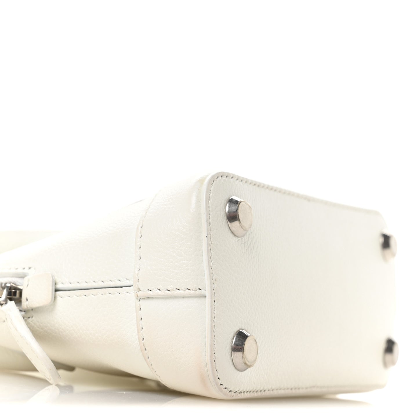 Grained Calfskin XXS Ville Top Handle Bag White Black