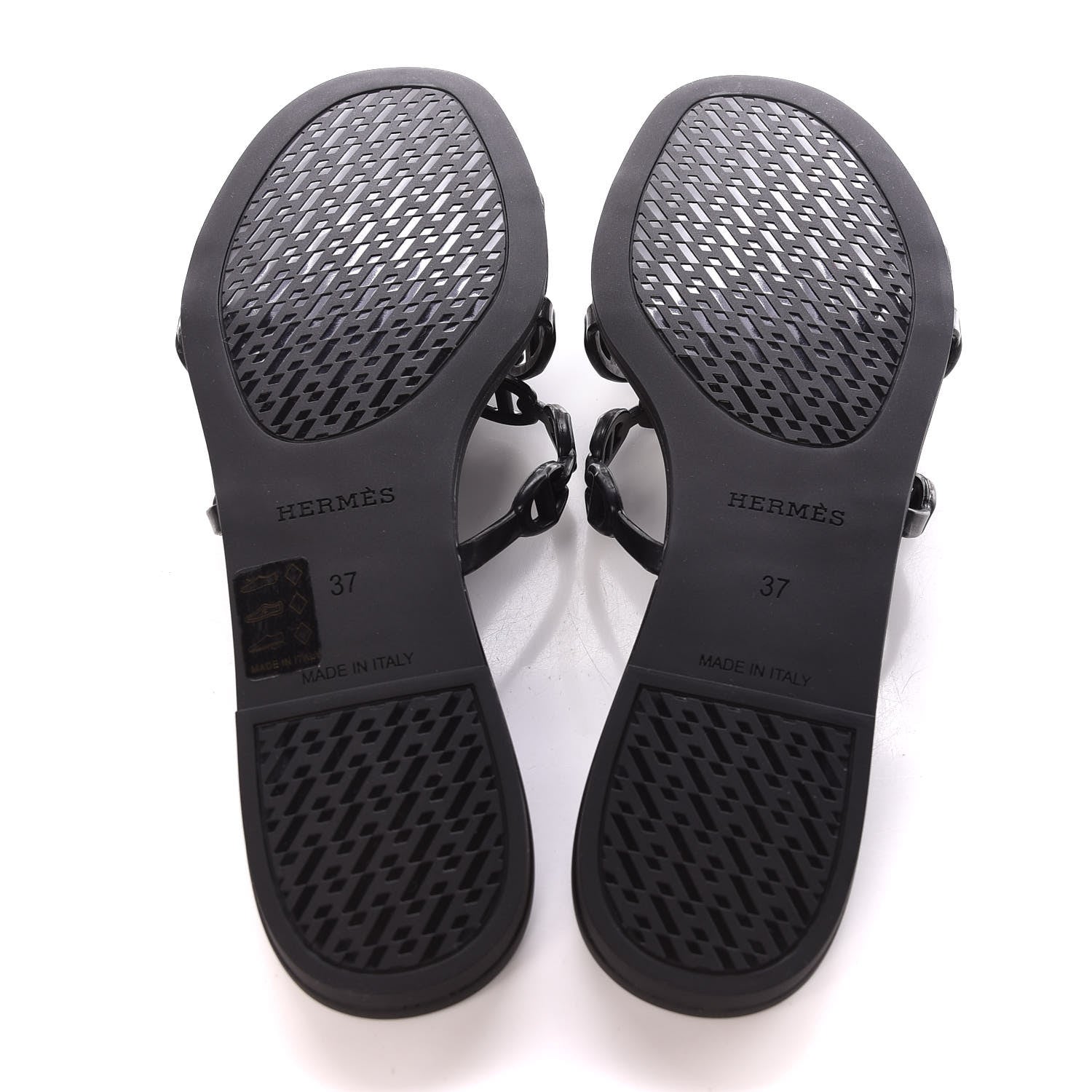 Hermes Rubber Chaine d'Ancre Rivage Sandals 37 Black 5 of 8