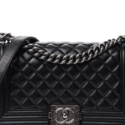 Chanel Lambskin Quilted Medium Boy Flap Black 13 of 14