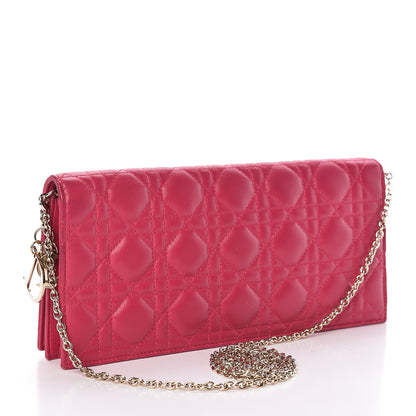 Christian Dior Lambskin Cannage Rendezvous Chain Wallet Pink 3 of 14