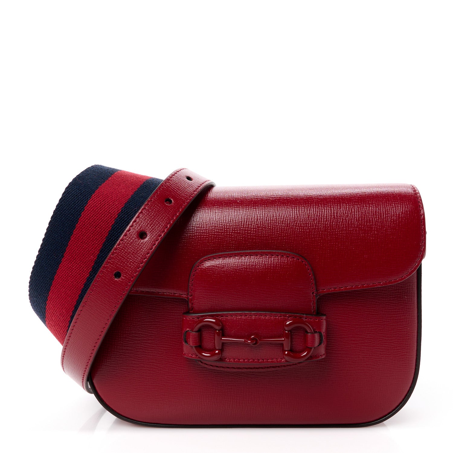 Gucci Azalea Calfskin Web Monochrome Horsebit 1955 Shoulder Bag New Cherry Red 1 of 12