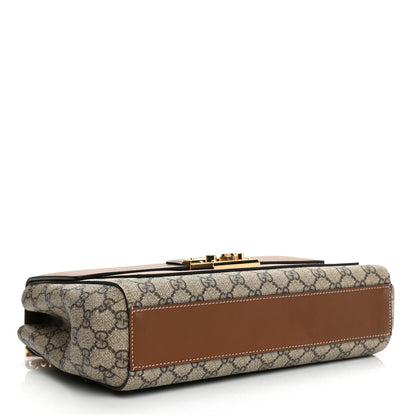 Gucci GG Supreme Monogram Calfskin Padlock Slip Pocket Shoulder Bag Beige Cuir 4 of 11