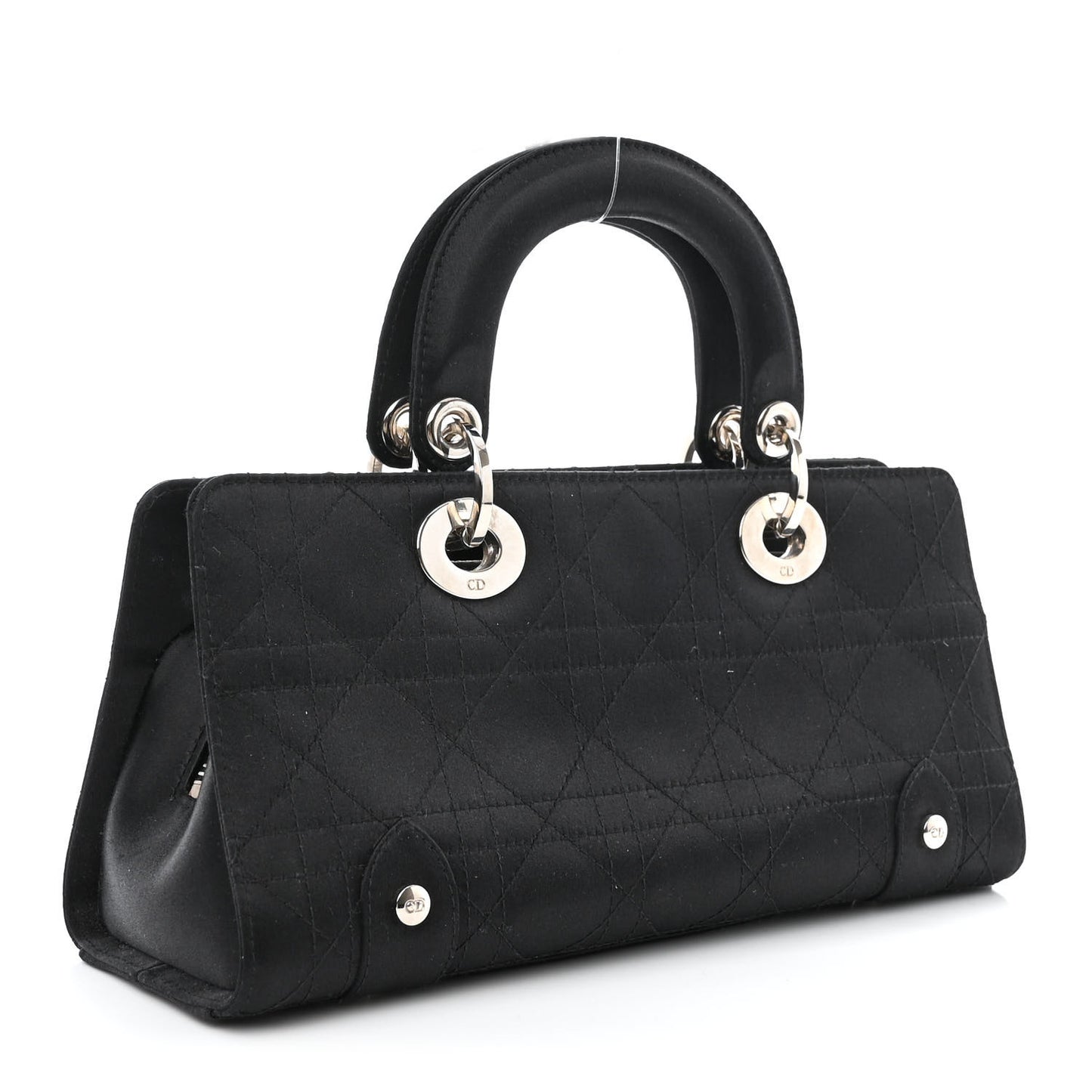 Satin Cannage Stitched Small East West Lady Dior Black
