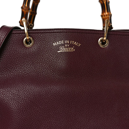 Gucci Pebbled Calfskin Large Bamboo Shopper Tote Burgundy 8 of 14