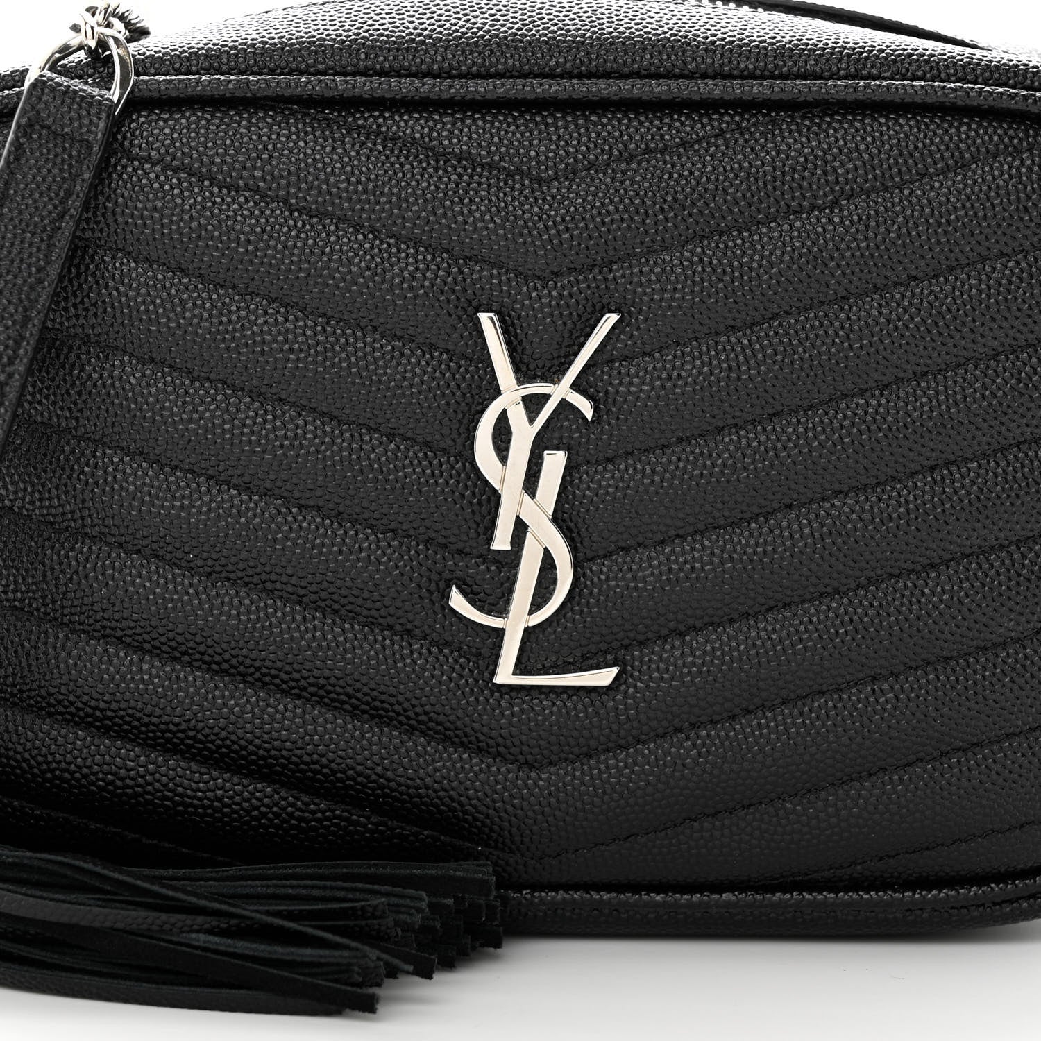 Saint Laurent Grain De Poudre Matelasse Monogram Mini Lou Camera Bag Black 8 of 13