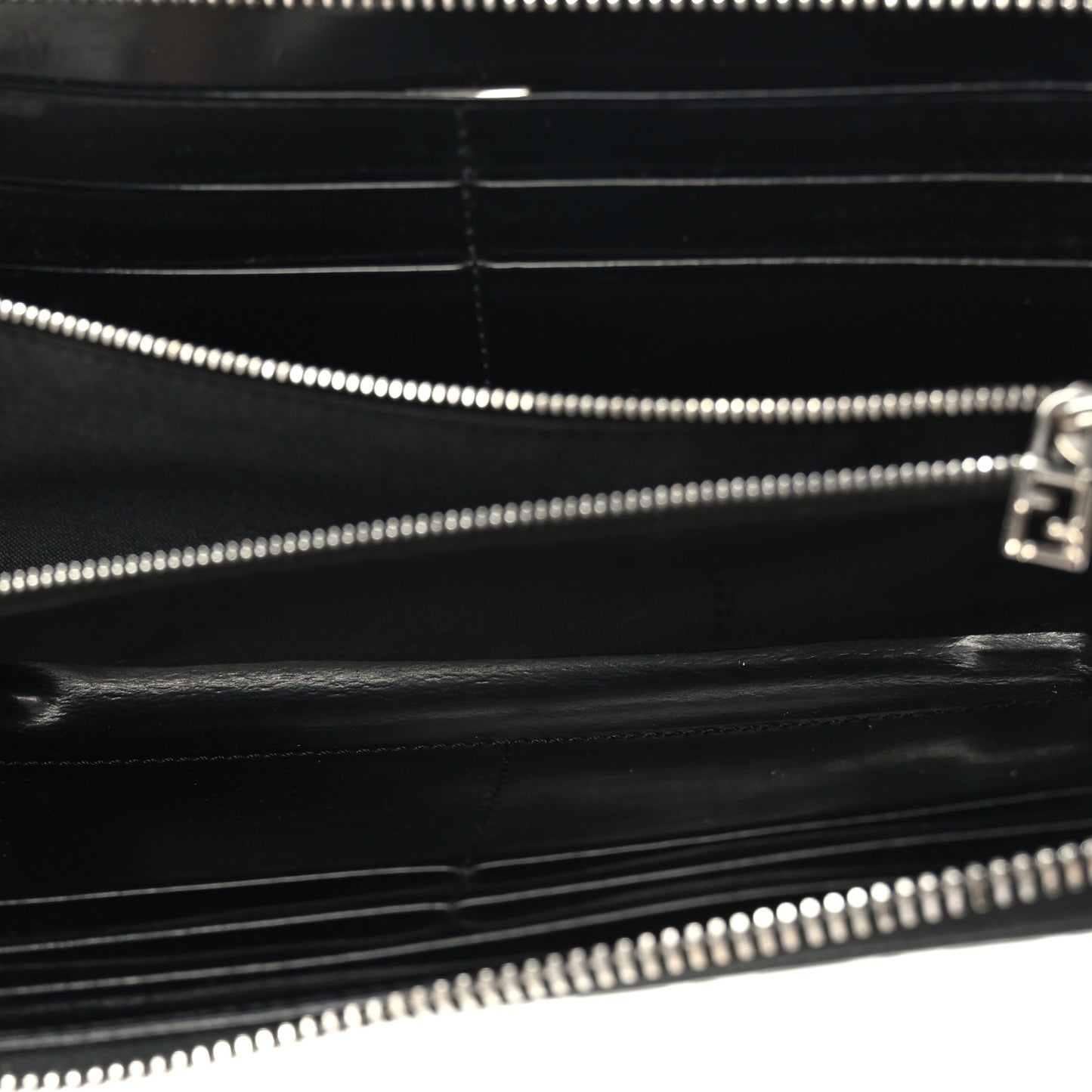 FF Embossed Zip Around Wallet Black