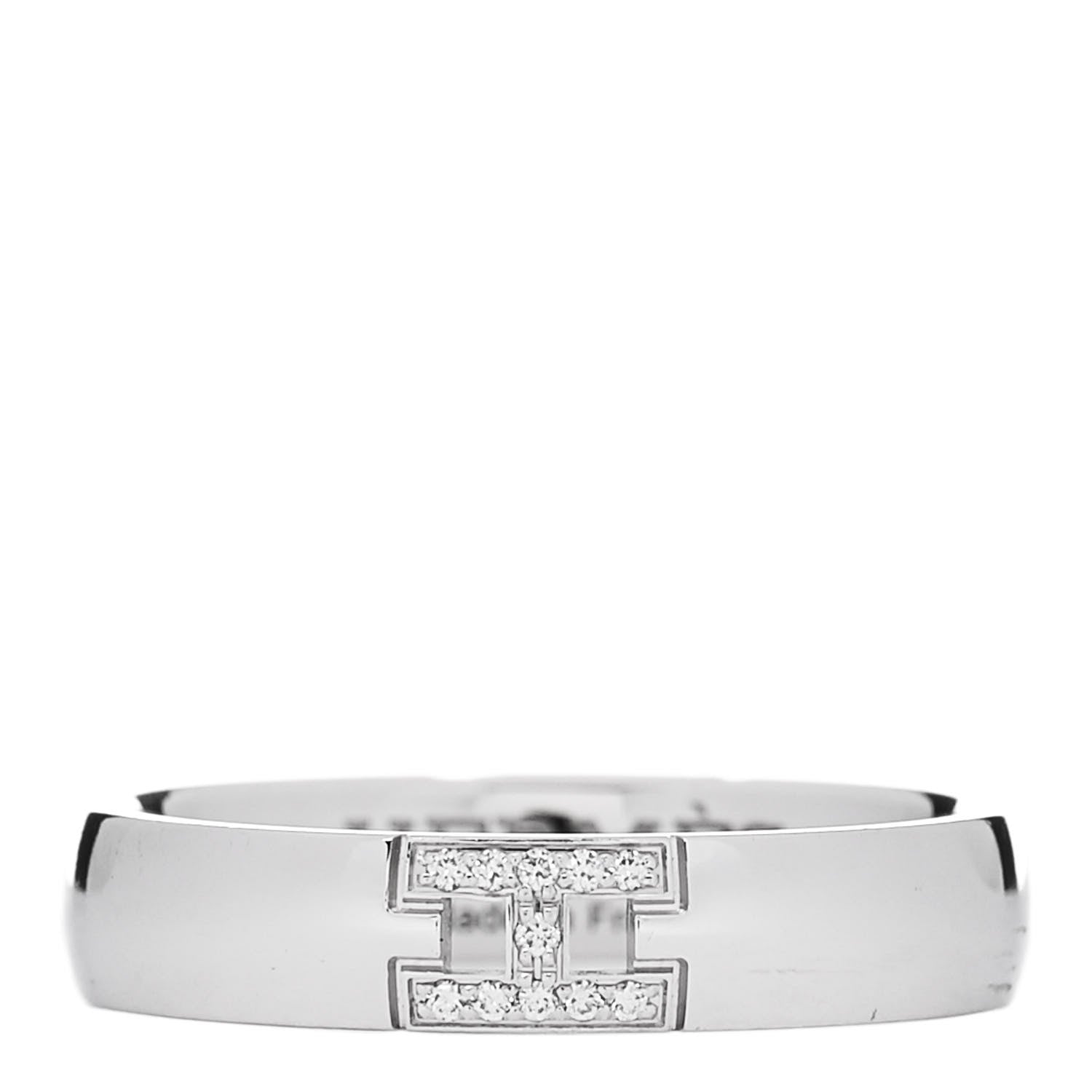 Hermes 18K White Gold Diamond Ever Herakles Wedding Band Ring 48 4.5 1 of 5