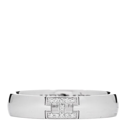 Hermes 18K White Gold Diamond Ever Herakles Wedding Band Ring 48 4.5 1 of 5