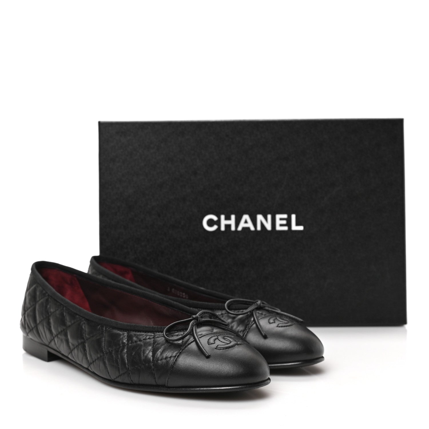 Chanel Aged Calfskin Quilted CC Cap Toe Ballerina Flats 40 Black 9 of 9