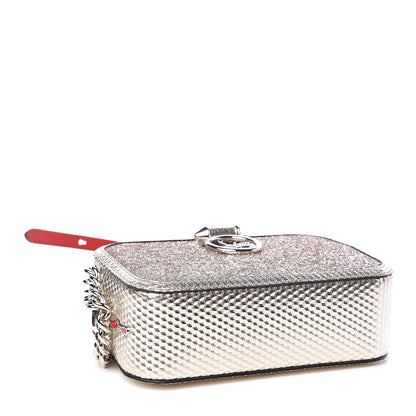 Christian Louboutin Givre Calfskin Glitter Cubiste Mini Rubylou Perle Platine 4 of 10