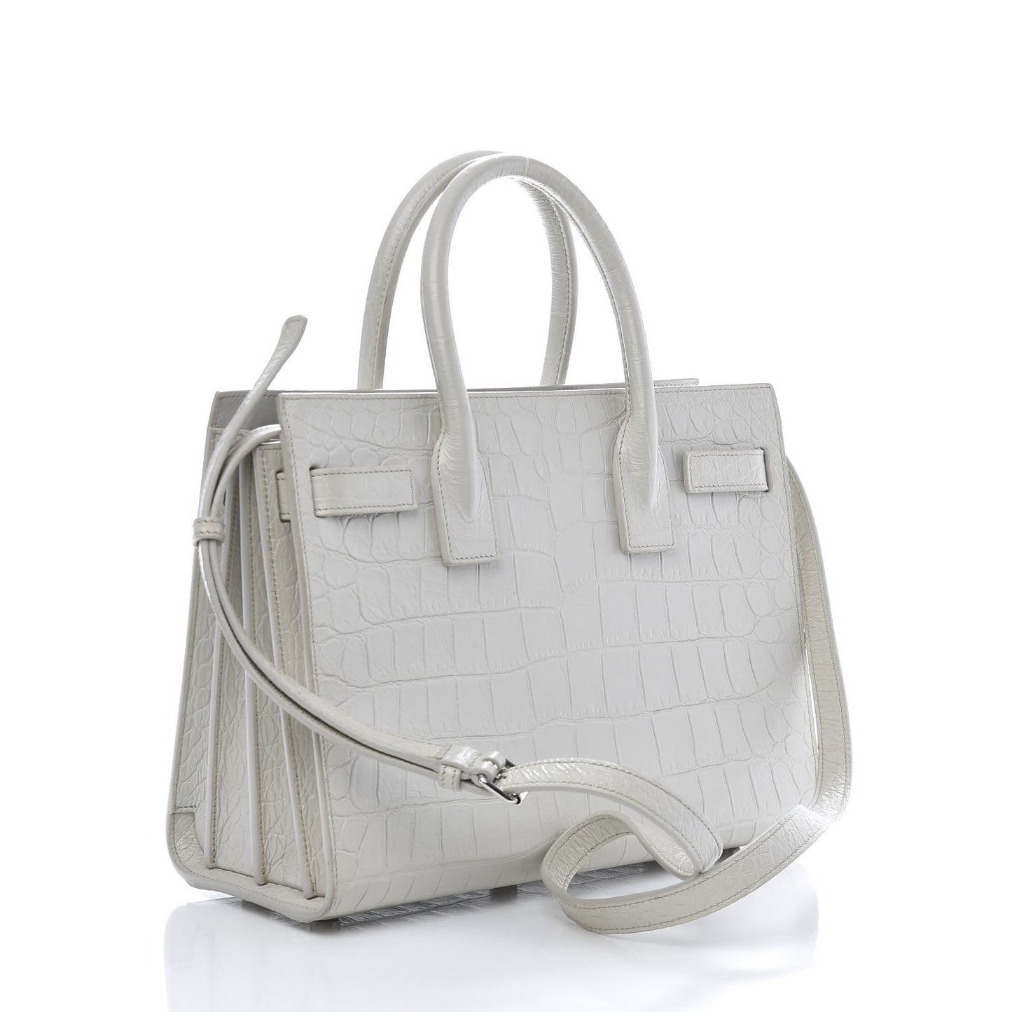 Calfskin Crocodile Embossed Baby Sac De Jour Gris Perle