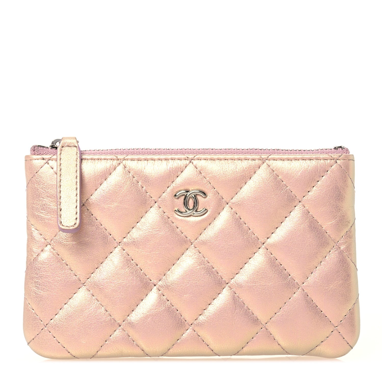 Chanel Iridescent Calfskin Quilted Small Cosmetic Case Pink 1 of 9