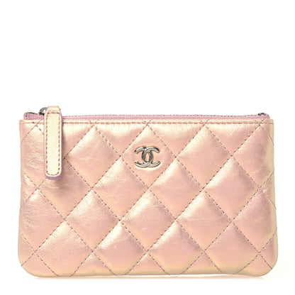 Chanel Iridescent Calfskin Quilted Small Cosmetic Case Pink 1 of 9