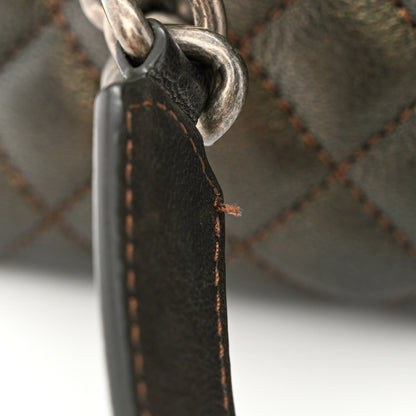 Chanel Metallic Goatskin Quilted Medium Rock In Rome Tote Charcoal 13 of 14