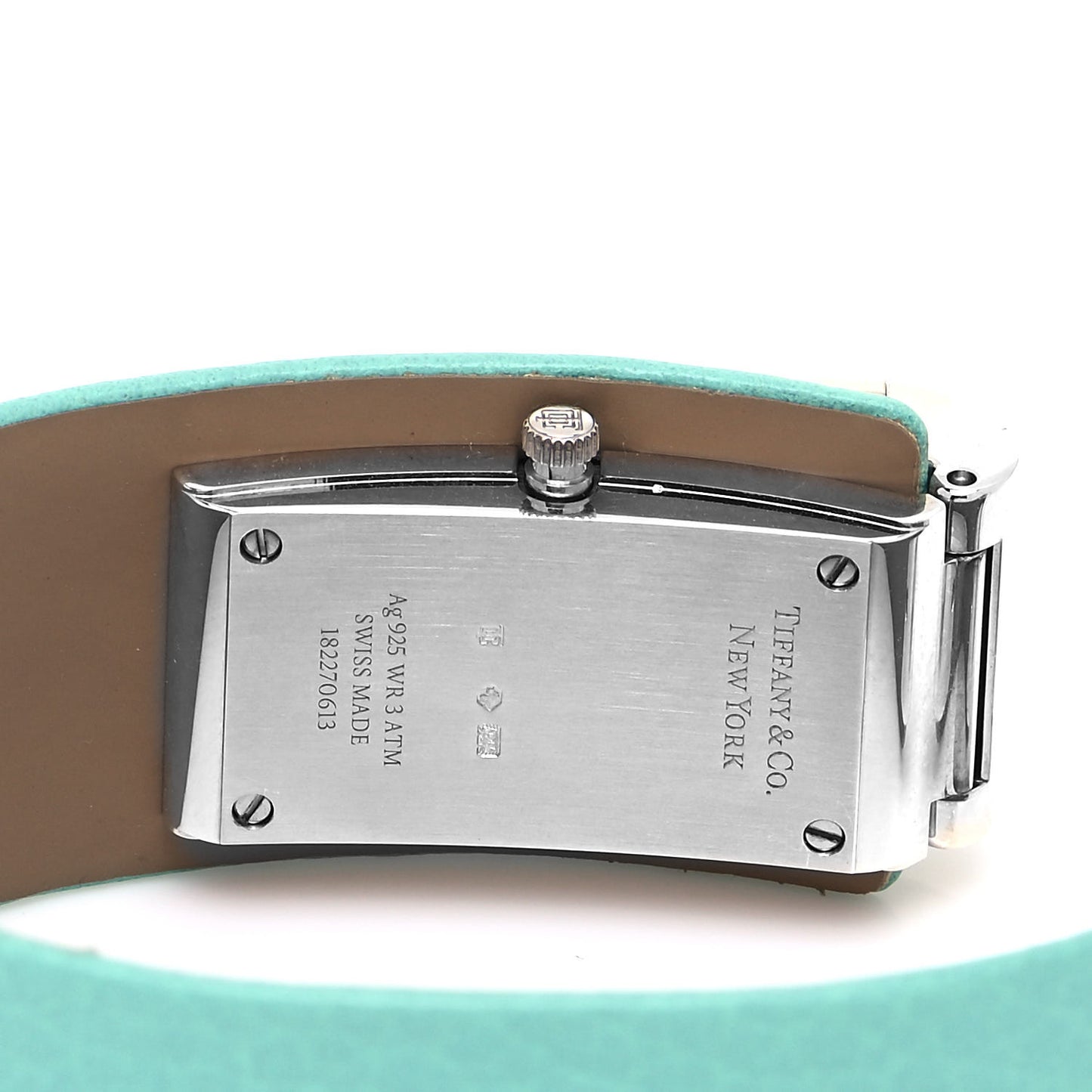 Sterling Silver Calfskin 15mm T Quartz Watch Tiffany Blue