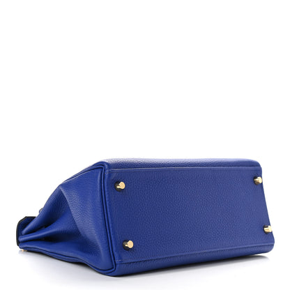 Hermes Taurillon Clemence Kelly Retourne 28 Bleu Electrique 4 of 11