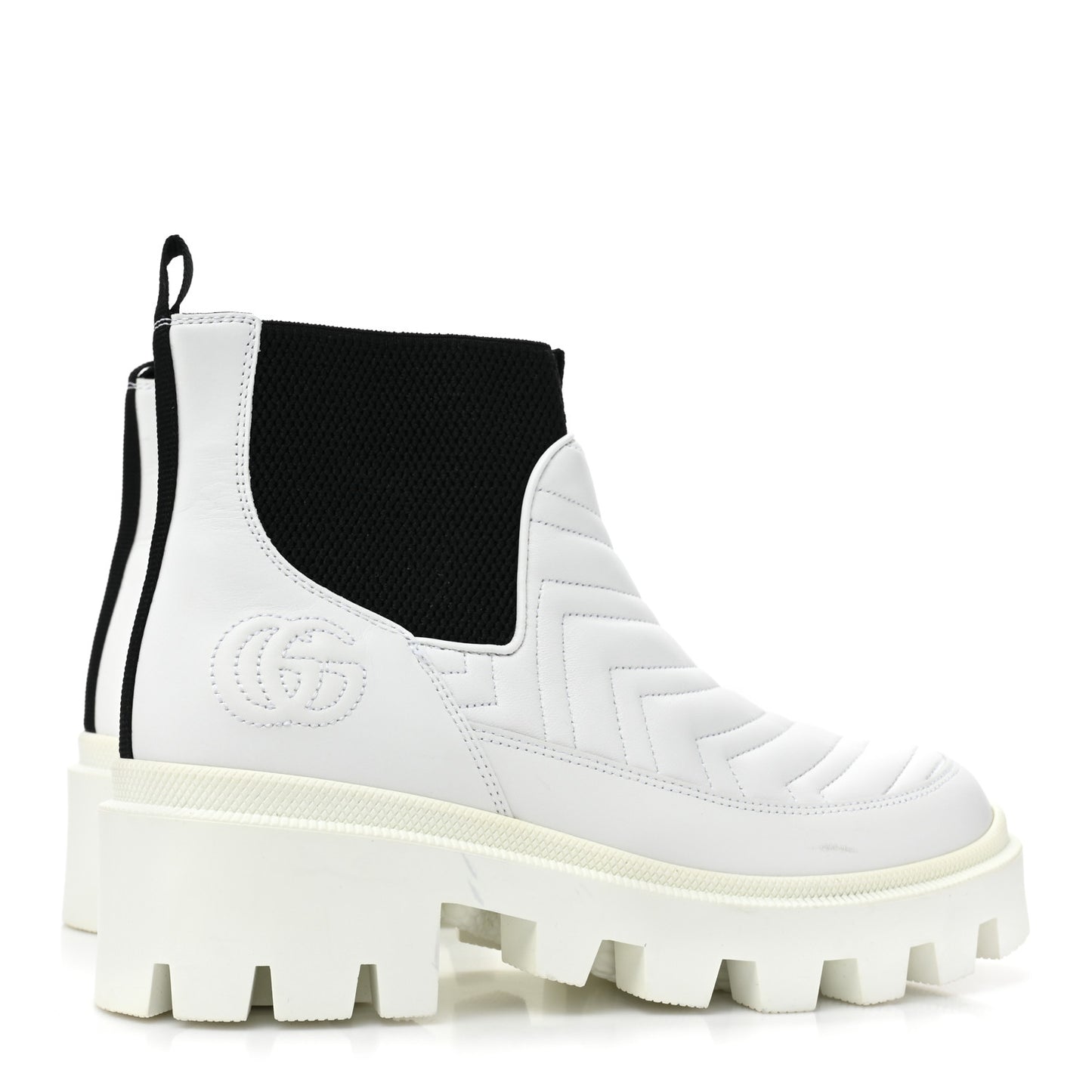 Calfskin Nappa Matelasse Frances Chelsea Boots 38 Great White Black