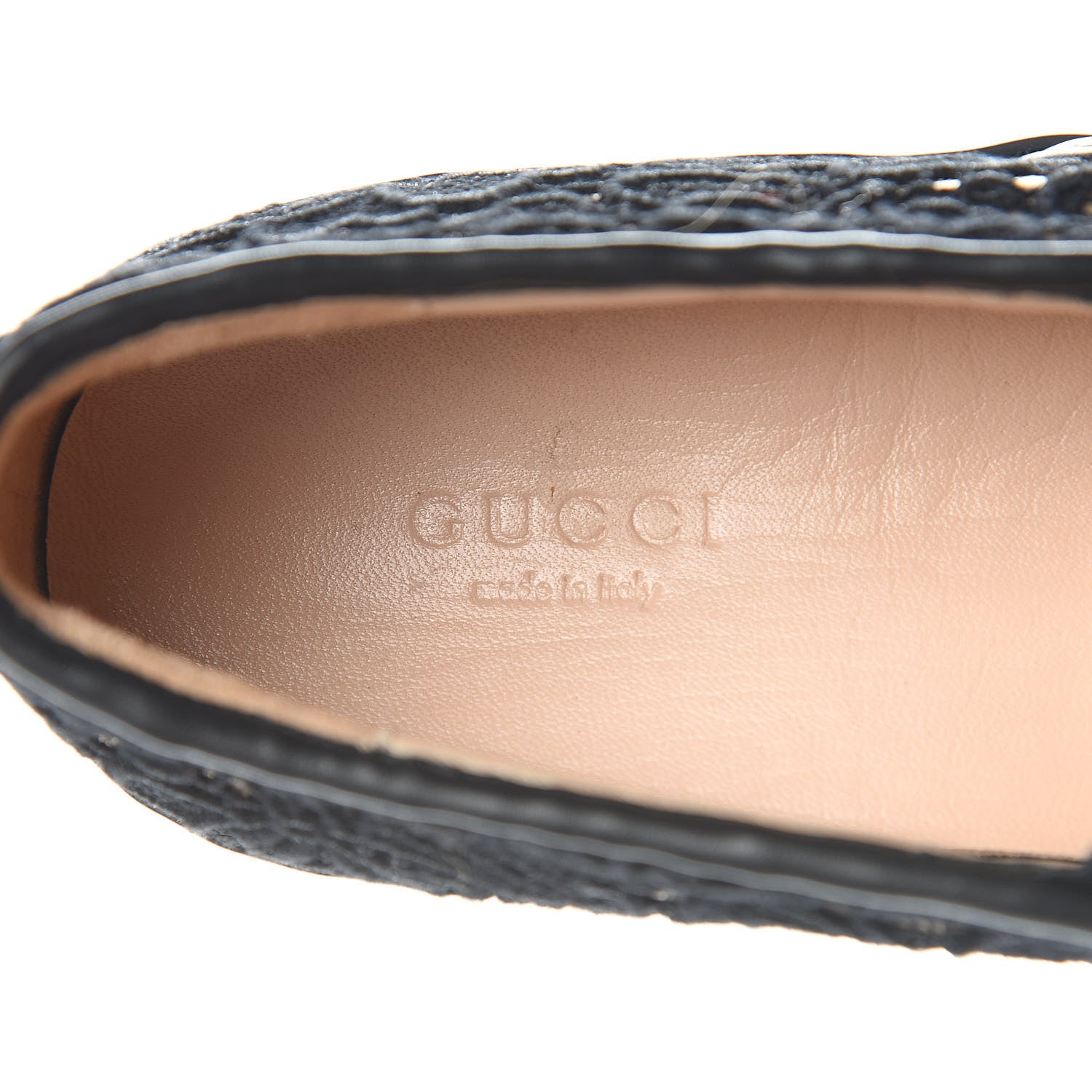 Gucci Rubber Lace Embroidered Womens Platform Sneakers 38 Black White 7 of 9
