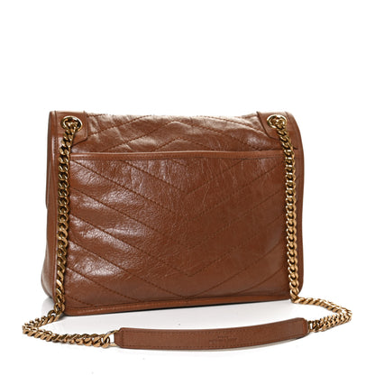 Saint Laurent Crinkled Calfskin Matelasse Monogram Medium Niki Chain Satchel Caramel 2 of 11