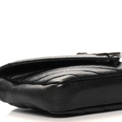 Saint Laurent Sheepskin Matelasse Chevron Monogram College Chain Wallet Coal 8 of 10