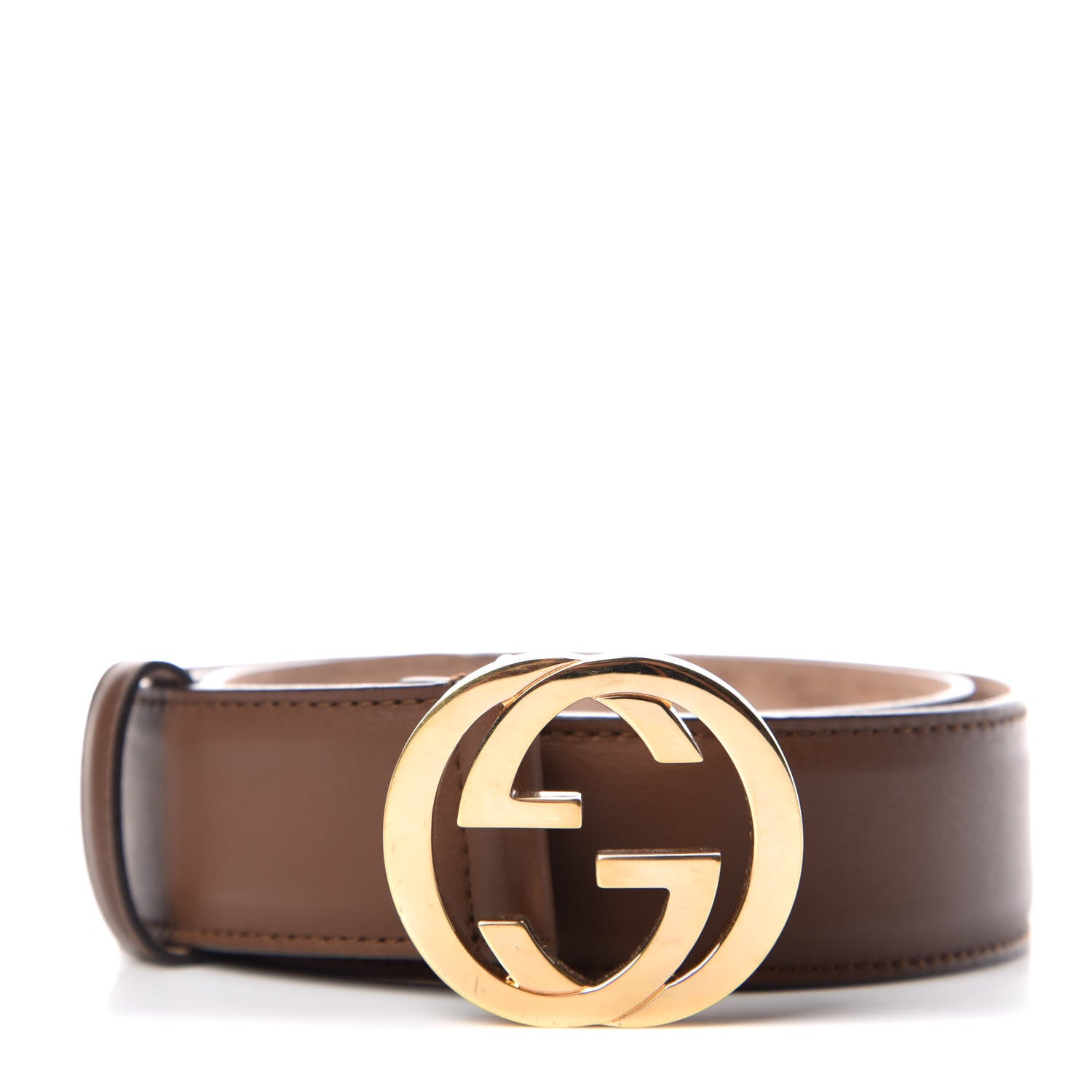 Gucci Calfskin Interlocking G 37mm Belt 80 32 Nut Brown 1 of 8