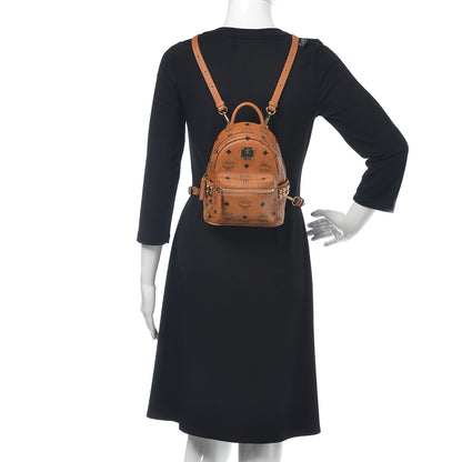 MCM Visetos Side Stud X-Mini Stark Bebe Boo Backpack Cognac 2 of 9