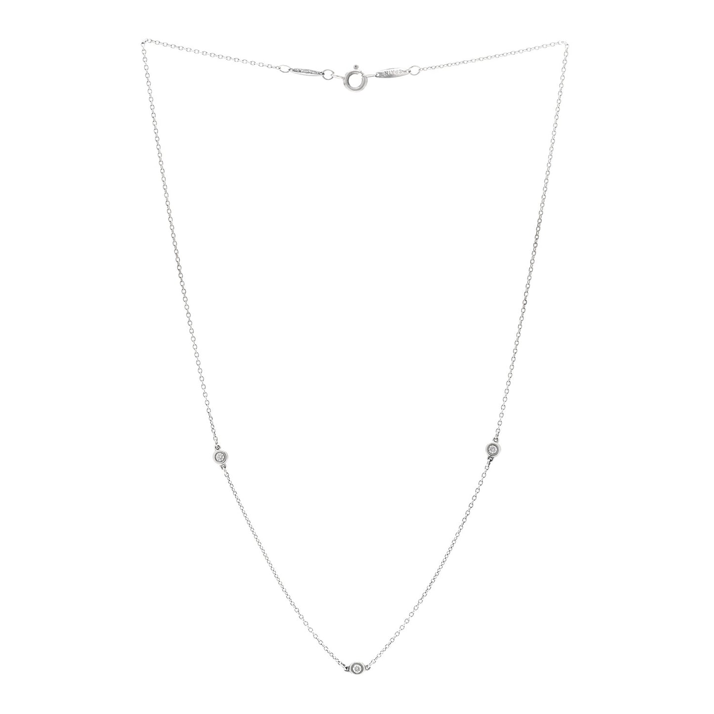 Sterling Silver Diamond .09ctw Elsa Peretti Diamonds by the Yard Three Station Necklace