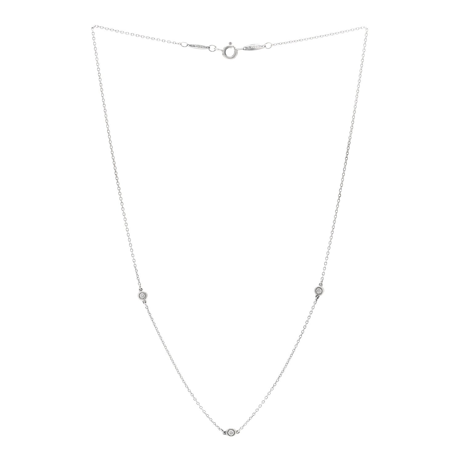 Tiffany Sterling Silver Diamond .09ctw Elsa Peretti Diamonds by the Yard Three Station Necklace 3 of 6