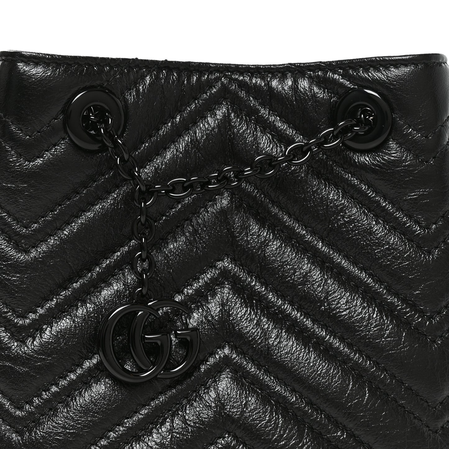 Calfskin Matelasse Monochrome Nano GG Marmont Bucket Bag Black