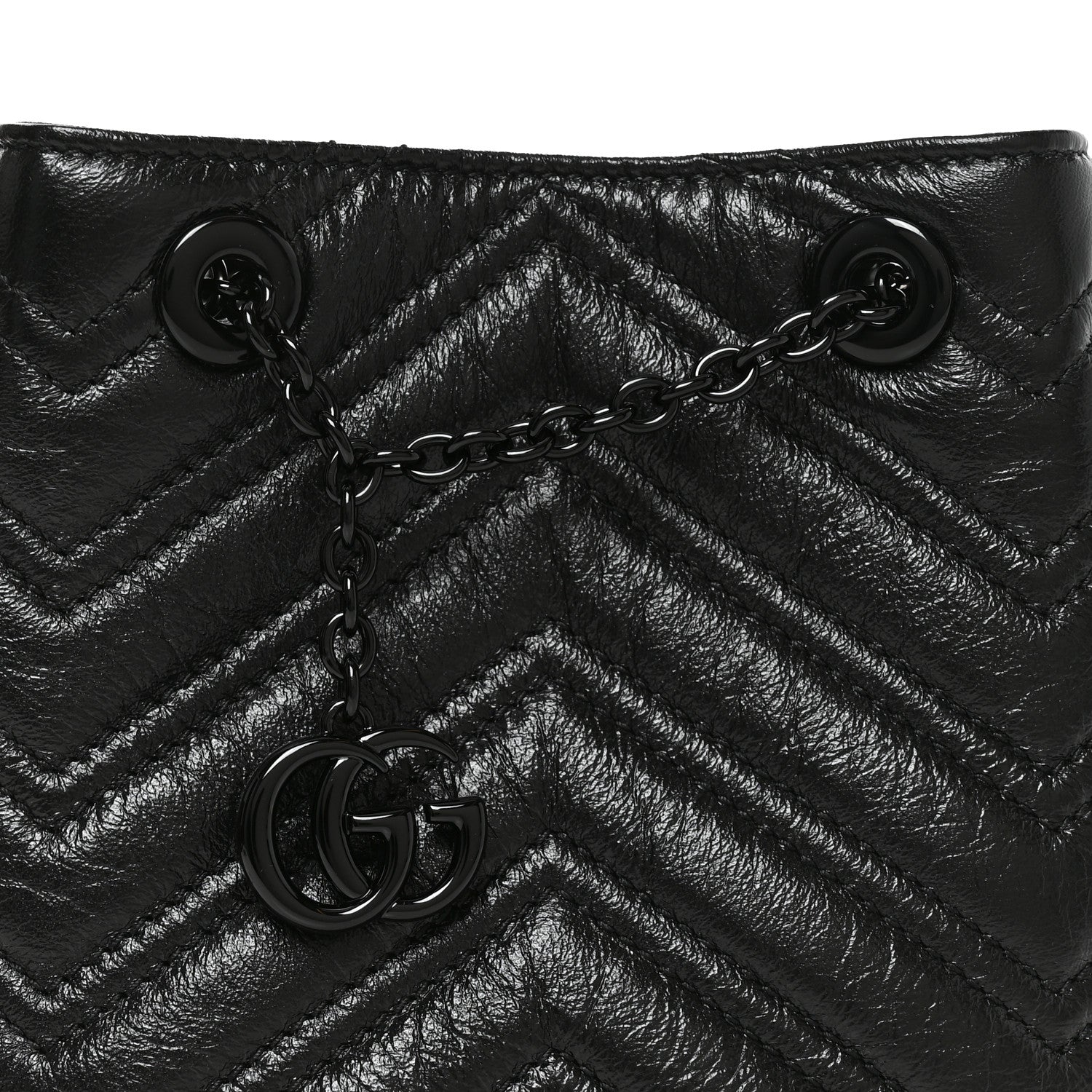 Gucci Calfskin Matelasse Monochrome Nano GG Marmont Bucket Bag Black 7 of 10