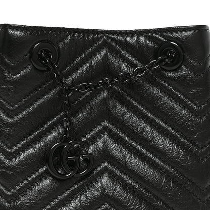 Gucci Calfskin Matelasse Monochrome Nano GG Marmont Bucket Bag Black 7 of 10