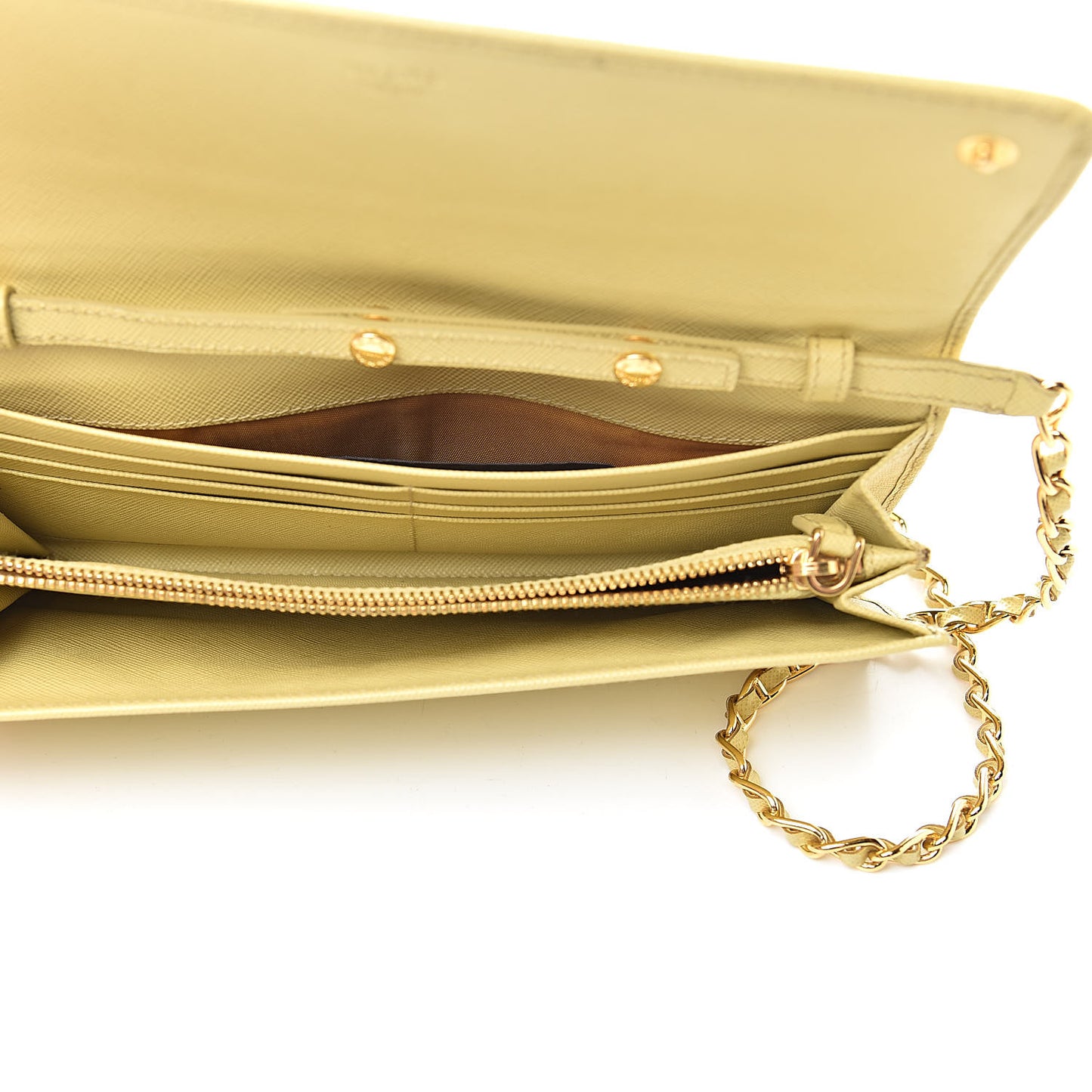 Saffiano Metal Oro Chain Wallet Polline